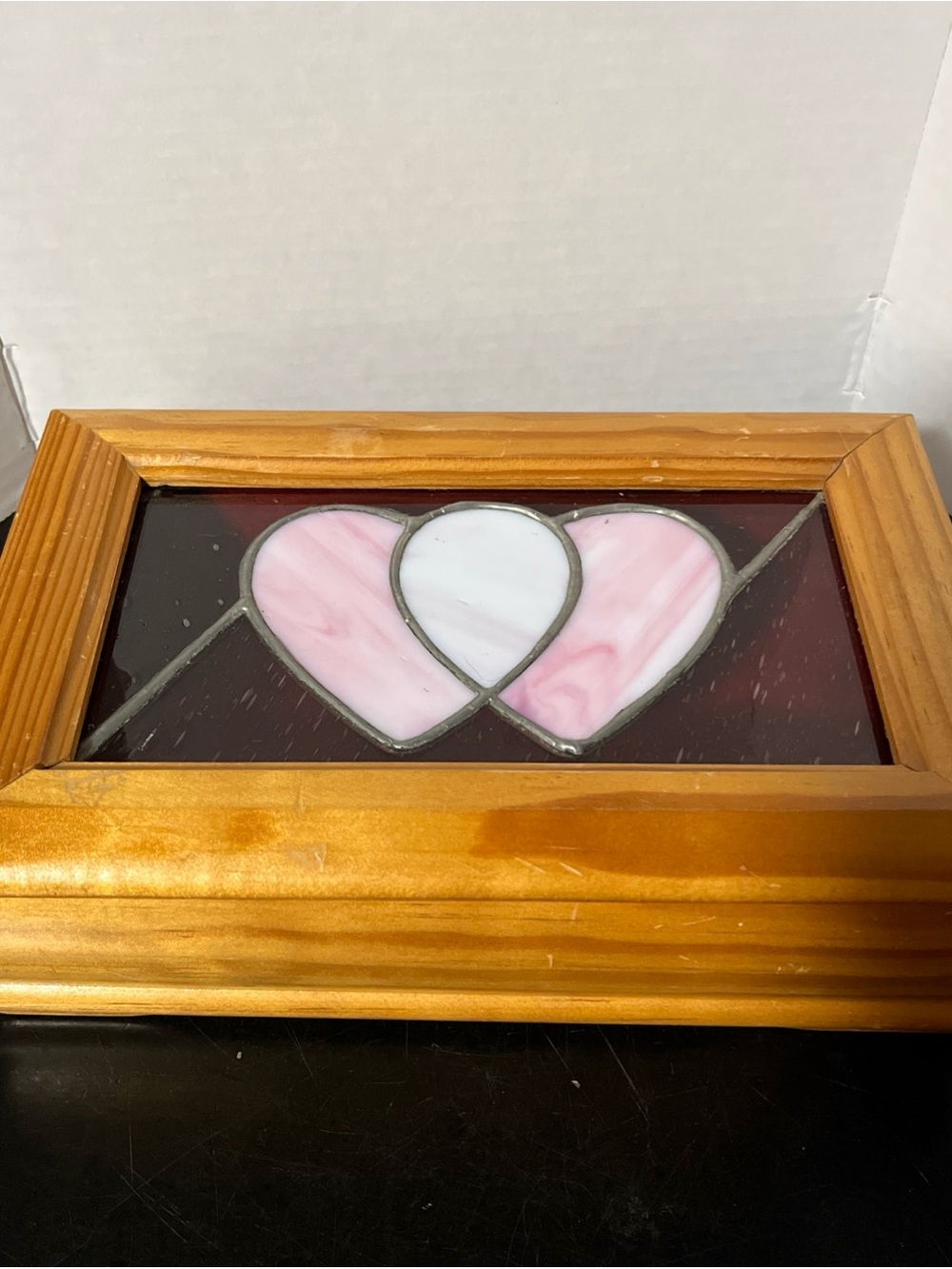 Vintage Wooden Double Hearts Jewelry Box, Handmade, Hand-Painted, Beautiful